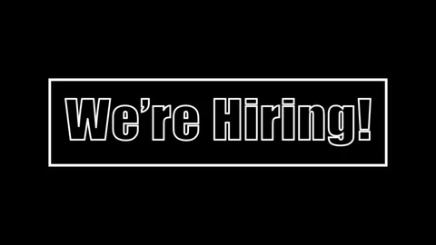 We're Hiring text animating in with no fill - Pro Res 4444 with Alpha Channel Stock Footage 112340889