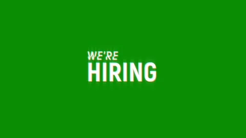 We're hiring text glitch animation effect abstract on black background Stock Footage 313271495