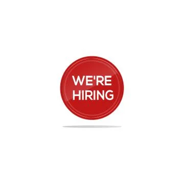 We're hiring text in red circle Stock Illustration
