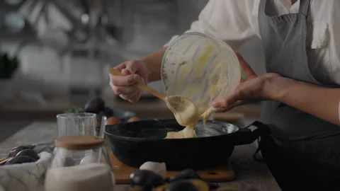 We're putting the dough into baking dish. The chef is preparing pie dough fo Stock Footage 253890193