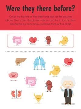 Were they there before? Educational Sheet. Primary module for Memory. 5-6 yea Illustrazione stock