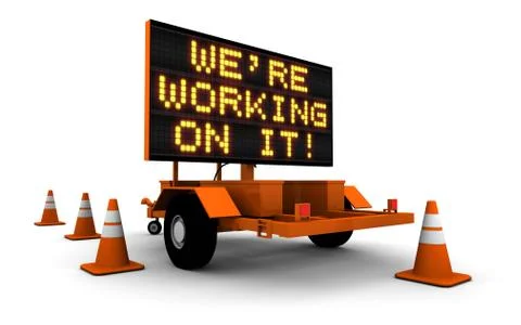 We're Working On It! - Construction Sign Ilustração Stock