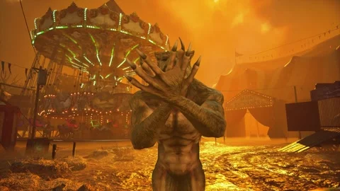Werewolf in Apocalyptic Amusement Dance Stock Footage 321672429