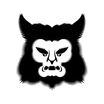 Werewolf face isolated. Wolf man head. werwolf Monster. wolfman monstrosity v Illustrazione stock
