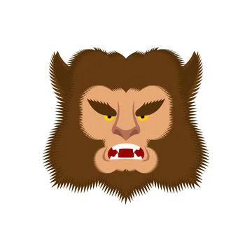 Werewolf face isolated. Wolf man head. werwolf Monster. wolfman monstrosity v Stock Illustration