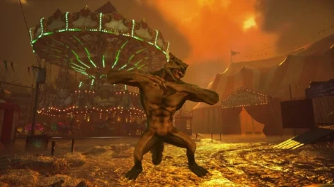 Werewolf Fantasy Performance in Apocalypse Stock Footage 321672805