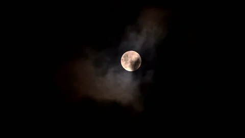 Werewolf Full Moon Behind Clouds Stock Footage 146046437
