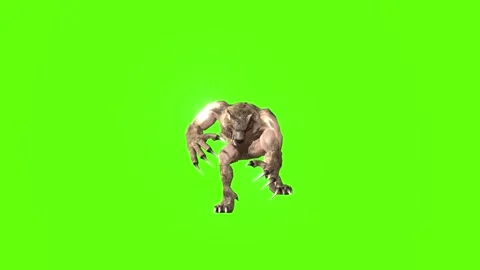 Werewolf getting attacked Green screen animation 3D Rendering Stock Footage 277319120