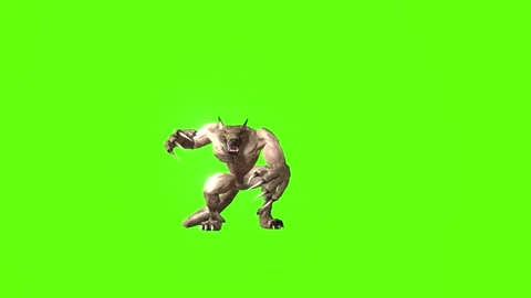 Werewolf getting attacked Green screen animation 3D Rendering Stock Footage 277319801