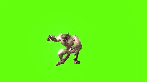 Werewolf jump attack Green screen animation 3D Rendering Stock Footage 277318452