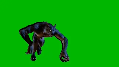 Werewolf Monster Walking on Green Screen Stock Footage 225217660