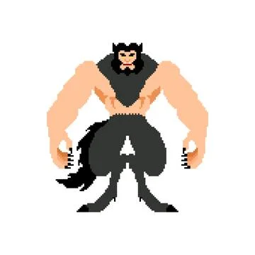 Werewolf pixel art. pixelated werwolf Monster. 8 bit wolfman monstrosity vect 스톡 일러스트