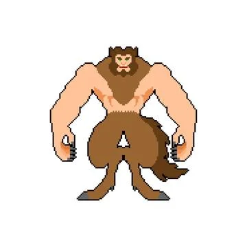 Werewolf pixel art. pixelated werwolf Monster. 8 bit wolfman monstrosity vect Illustrazione stock