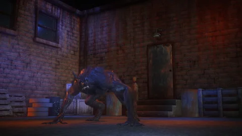 Werewolf Tracking Prey In Urban Setting Vídeo Stock 342818134
