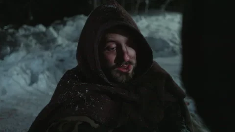 Werewolf Transformation Sequence Struggling to Transform in Snowy Night showing 動画素材 347085572