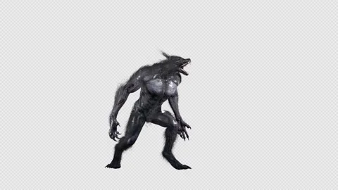 Werewolf Turning and Roaring,  4k Animation In Alpha Channel Vídeo Stock 342021603