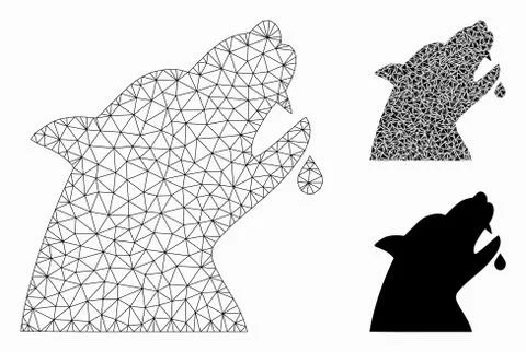 Werewolf Vector Mesh Network Model and Triangle Mosaic Icon Stock Illustration