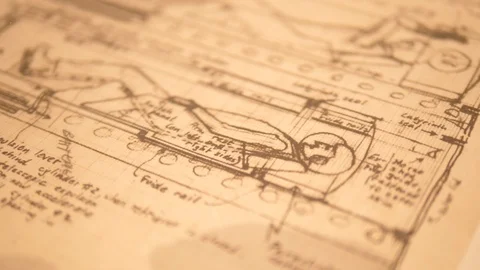 Wernher Von Braun Handwritten notes for Project Mars. Life saver capsule closing 库存影片 124716716