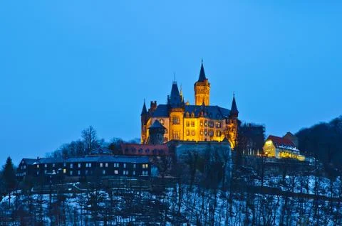 Wernigerode castle at night Stock Photos
