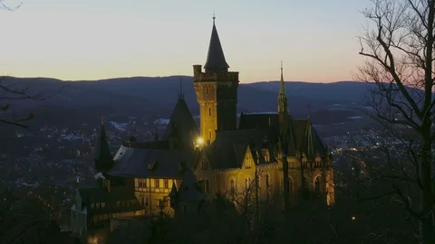 Wernigerode, Germany - February 24, 2018: Castle Wernigerode in the Harz Stock Footage 101478933