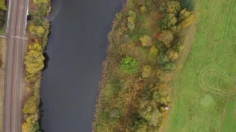 The Werra River from above in the fall time Video stock 163647787