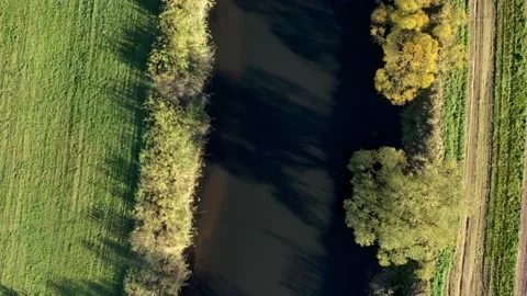 The Werra River from above in the fall time Video stock 163829522