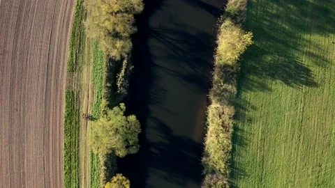 The Werra River from above in the fall time Video stock 163892238