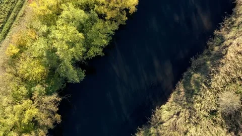The Werra River from above in the fall time Video stock 163893692