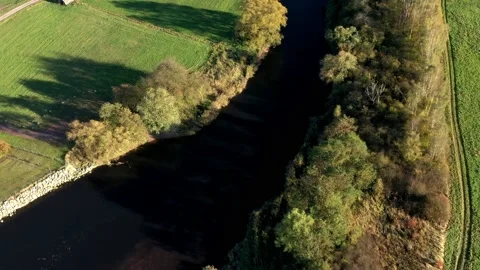 The Werra River from above in the fall time Video stock 163895344