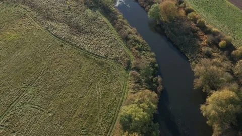 The Werra River from above in the fall time Video stock 163895689