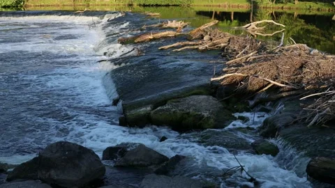 The Werra River between Hesse and Thuringia Video stock 155150421