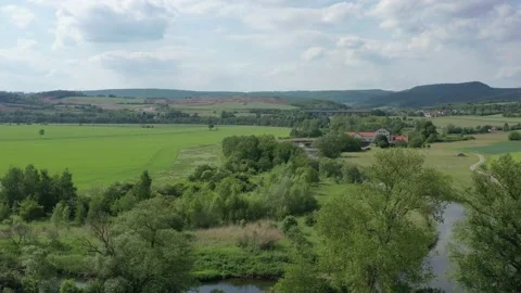 The Werra Valley between Hesse and Thuringia at Herleshausen Stock Footage 195589620