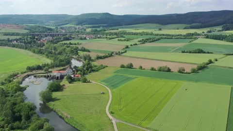 The Werra Valley between Hesse and Thuringia at Herleshausen Stock Footage 195934076