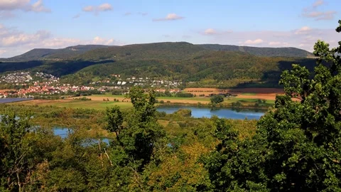 The werratal lake in germany from above 4k video Stock Footage 346816858
