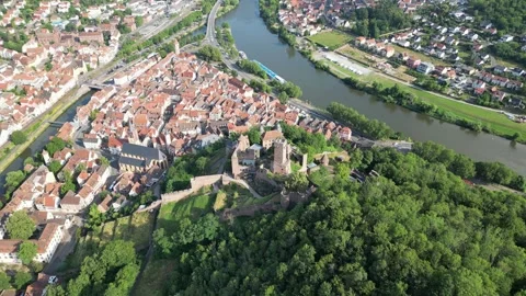 Wertheim Castle an Old Town - Circle-Right-Clip Video stock 245343945