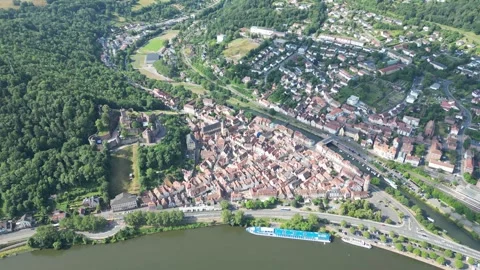 Wertheim Castle an Old Town - Circle-Left-Clip Stock Footage 245349631
