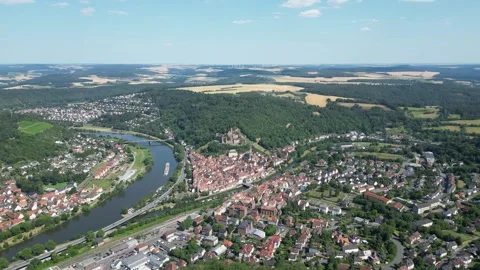 Wertheim Castle an Old Town - Circle-Right-Clip Stock Footage 245590136