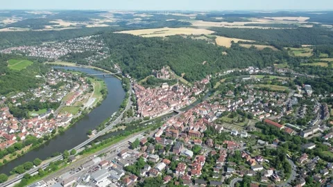 Wertheim Castle an Old Town - Zoom-In-Clip Stock Footage 245592053