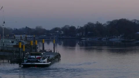 Weser river with barge at dusk Video stock 227493538