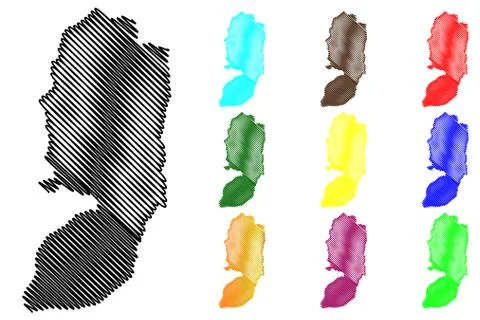 West Bank map vector Stock Illustration