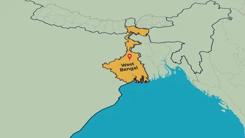 West Bengal Map Animation Locator Zoom 4K Motion Graphic Stock Footage 341273373