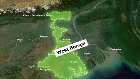 West Bengal state zoomed on the map of India. Video stock 276954526
