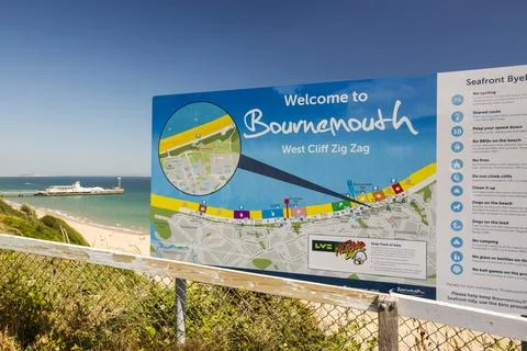 The West Cliff Zig Zag, a path to the beach in Bournemouth, Dorset, UK. Stock Photos