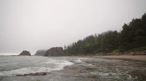West Coast Ocean &amp; Rocks in the Pacific Northwest 4 Stock Footage 53215622