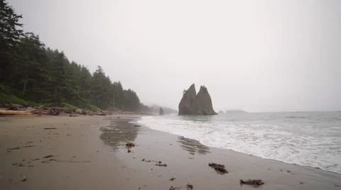 West Coast Ocean &amp; Rocks in the Pacific Northwest 3 Stock Footage 53215654