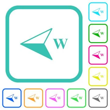 West compass direction vivid colored flat icons Stock Illustration