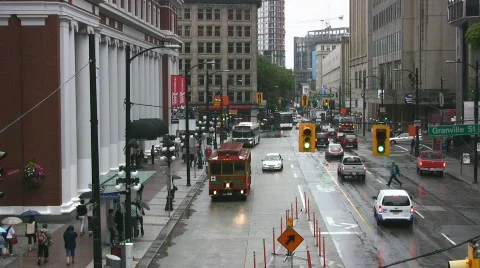 West Cordova Street Vancouver City Street At The Waterfront Station Stock Footage