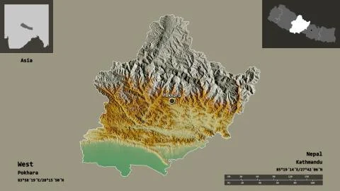 West, development region of Nepal. Previews. Relief Stock Illustration