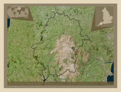 West Devon, England - Great Britain. High-res satellite. Major cities Stock Illustration