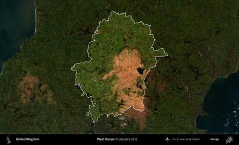 West Devon highlighted, United Kingdom. Sentinel. January 2017 Illustrazione stock